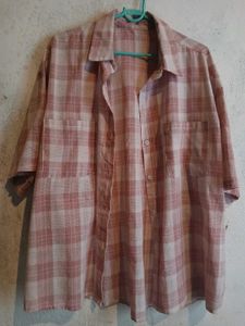Unisex Pink Plaid Short Sleeve Shirt