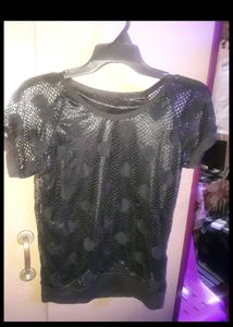 Mesh Top with Polka Dots