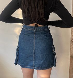 Denim Mini Cargo Skirt