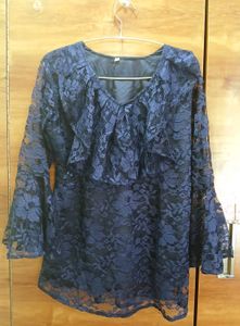 Elegant Navy Lace Top