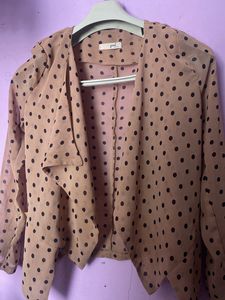 Beige Polca Dot Summer Blazer