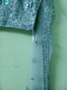 Blue Embroidered Lehenga Set