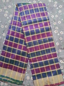 NEW Checked Purple Saree cotton silk