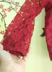 Bust-26/ Red Net Sleeves Blouse♥️