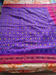 Violet And Pink Ikkat Silk Saree