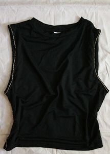 Black Embellished Fitted Top