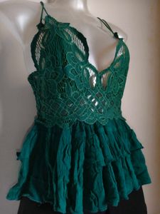 Green Lace Halter Top for Size Extra Small/ Small