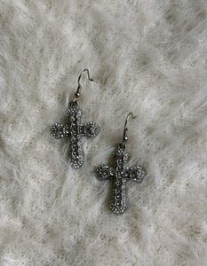 Iced Cross Dangle earring
