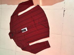 Reserved Burgundy Striped Shirt Size L