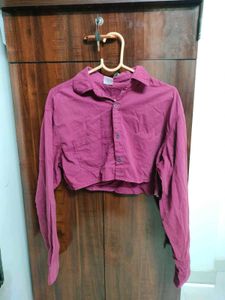 Boxy Fit Maroon Crop Shirt