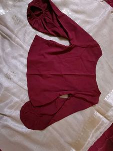Chic Maroon front wrap top with balloon sleeves