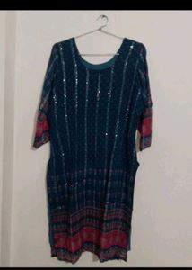 Teal Sequin Kurti multicolour 2xl kurta