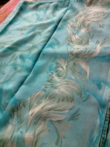 Elegant Aqua Blue Floral Saree
