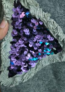 Imported Sequin Detail Grey Sweater