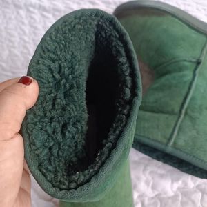 Ugg fur top forest green suede boots
