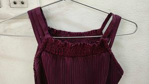 Burgundy Pleated Dress