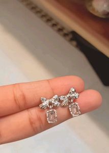 Crystal Bow 🎀Pearl Earrings
