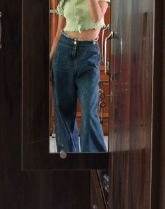 Vintage Y2k Wide Leg BaggyJeans With TeddyButton