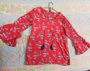 Red Floral Print Top