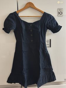 Navy Blue Mini Dress with Ruffle Hem