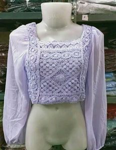 Crochet Top with Balloon Sleeves