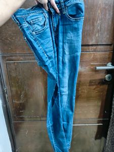 Navy Blue Jeans With Faded Style