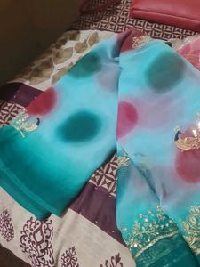 Elegant Peacock Embroidered Saree