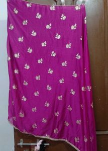 Magenta Dupatta with Silver Embroidery
