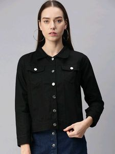 Stylish Black Denim Jacket, M Size