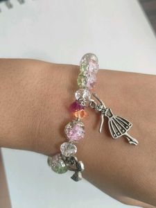 Handmade Ballerina Charm Beaded Bracelet