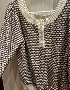 Korean Patterned Knit Top