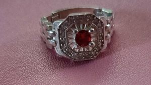 Red Stone Silver Ring