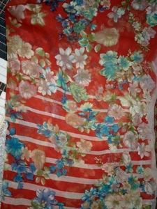 Red Floral Printed Saree ❤️