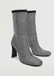 MANGO Silver Studded Boots