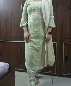 Cotton Thread Work Kurta Pants