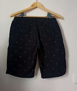 Black Patterned Shorts