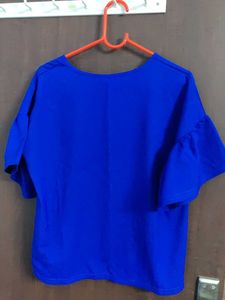 Blue Short Sleeve Blouse