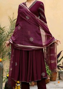 Burgundy Anarkali Suit Set ♥️