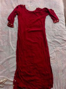 Maroon Embroidered Kurta (women's)