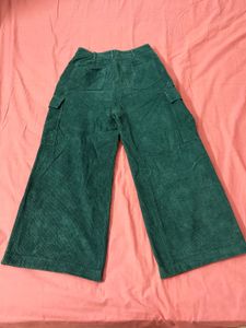 Green Corduroy Wide Leg Pants