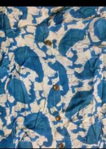 Blue &amp; White Printed Kurta Set