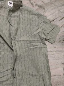 Zara Green Striped Shirt