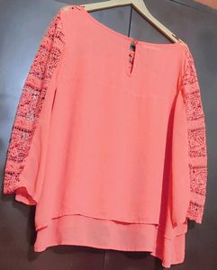 Light Coral Top Lace Design Sleeves For 42 Bust