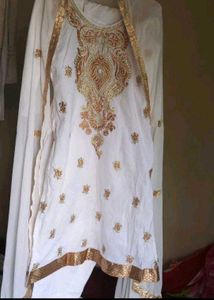Elegant White patiyala Kurta Set