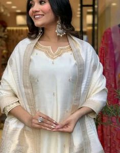 Silk bland Kurta With Trousers &amp; Dupaptta