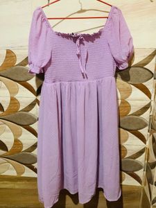 Women Lavender Polka Dot Dress