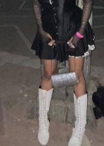 Trendy White With Cheetah Print Boots