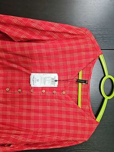 Janasya Red Checkerd Top