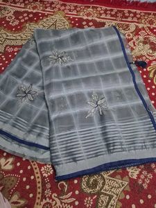 Organza Worked Saree With Unstitched Blouse