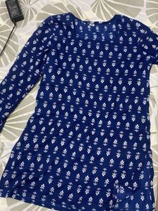 Blue Floral Print Kurta